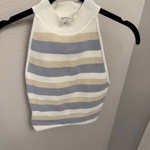 Striped Cropped Halter Neck Top